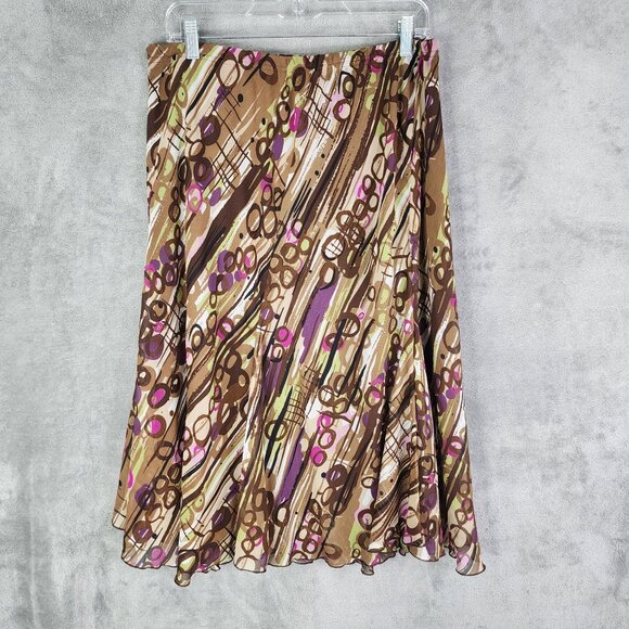 Womans Cato Printed Skirt Brown & Pink Geometric Pattern Plus Size 14/16W - Picture 7 of 10